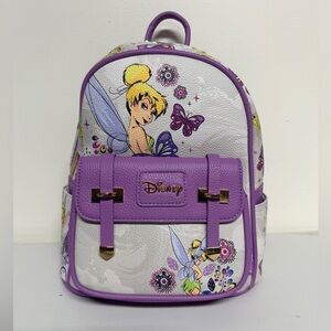 Disney Peter Pan Tinker Bell 11 Inch Vegan Leather Mini Backpack purple